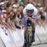 Joshua Tarling (ici lors des Mondiaux 2024 à Zurich) a cueilli samedi son 1er succès sur un grand Tour KEYSTONE/AP/PETER DEJONG